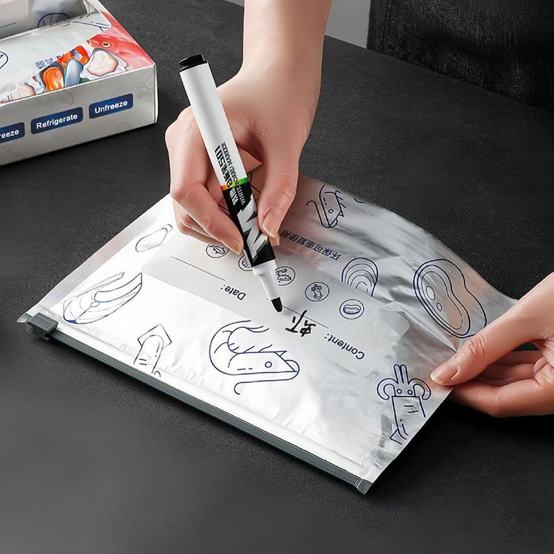 30pcs Reusable Aluminum Foil Sealable Storage Bags, Thicken Stand Up Foil Sealable Bags with Label and Zip Lock, Aluminum Foils Bag10 for Food, Vegetable Fruit Meat - Image 5